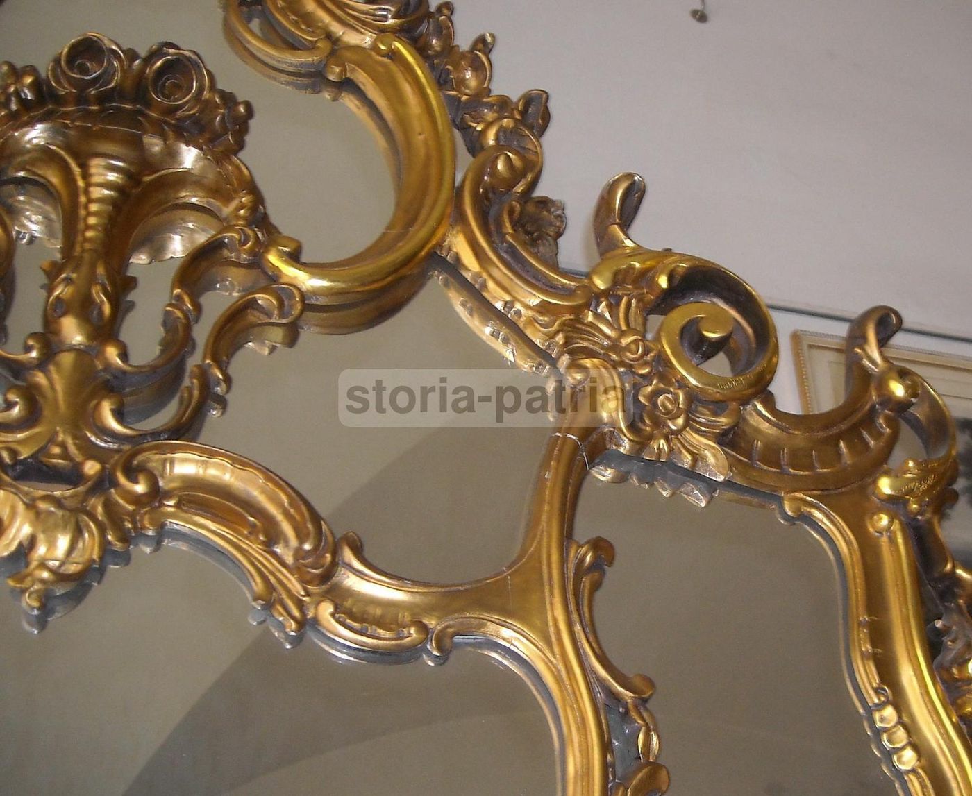 Specchiera Dorata Decorativa Grande Epoca '900 Cm 195x135