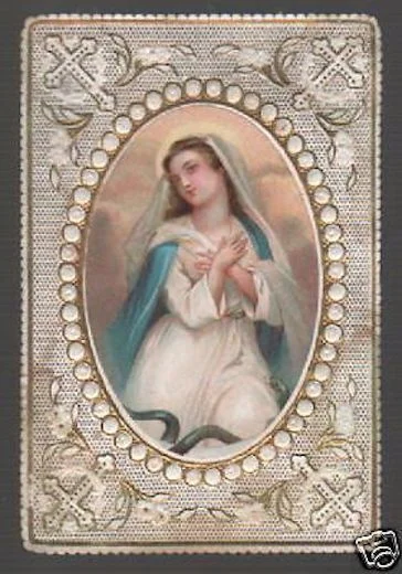 Antique Lace Holy Card, Immaculate Madonna