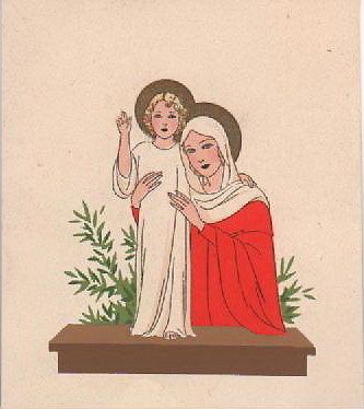 Santino d'Epoca Con Madonna E Bambino: Tecnica Pochoir Liberty
