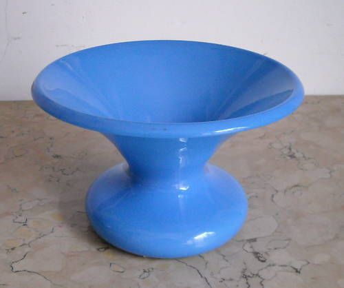 Vaso Antico In Vetro Opaline Celeste, Inizio Del XX Secolo, Murano
