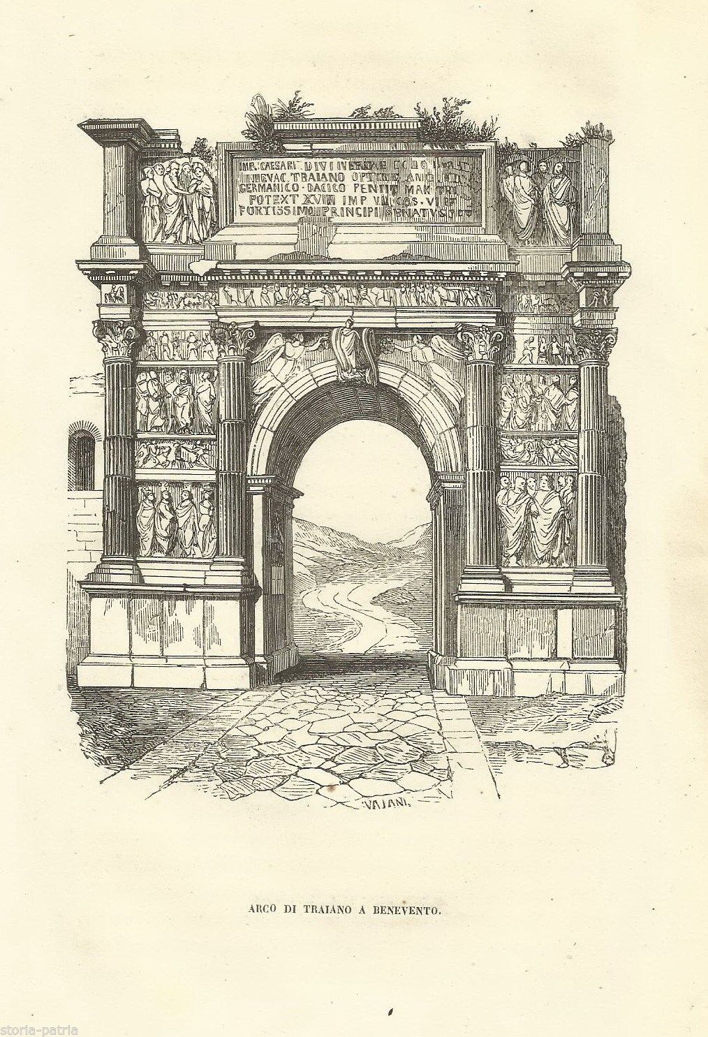 Arco Di Traiano A Benevento. Incisione Di Vajani, 1856.