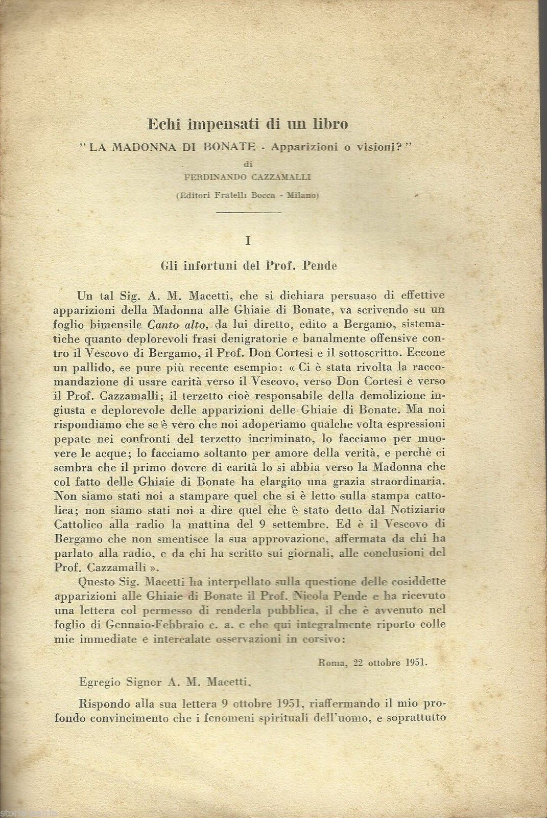 Apparizioni Della Madonna Alle Ghiaie Di Bonate: Echi Di Un Libro Di Ferdinando Cazzamalli (1951)