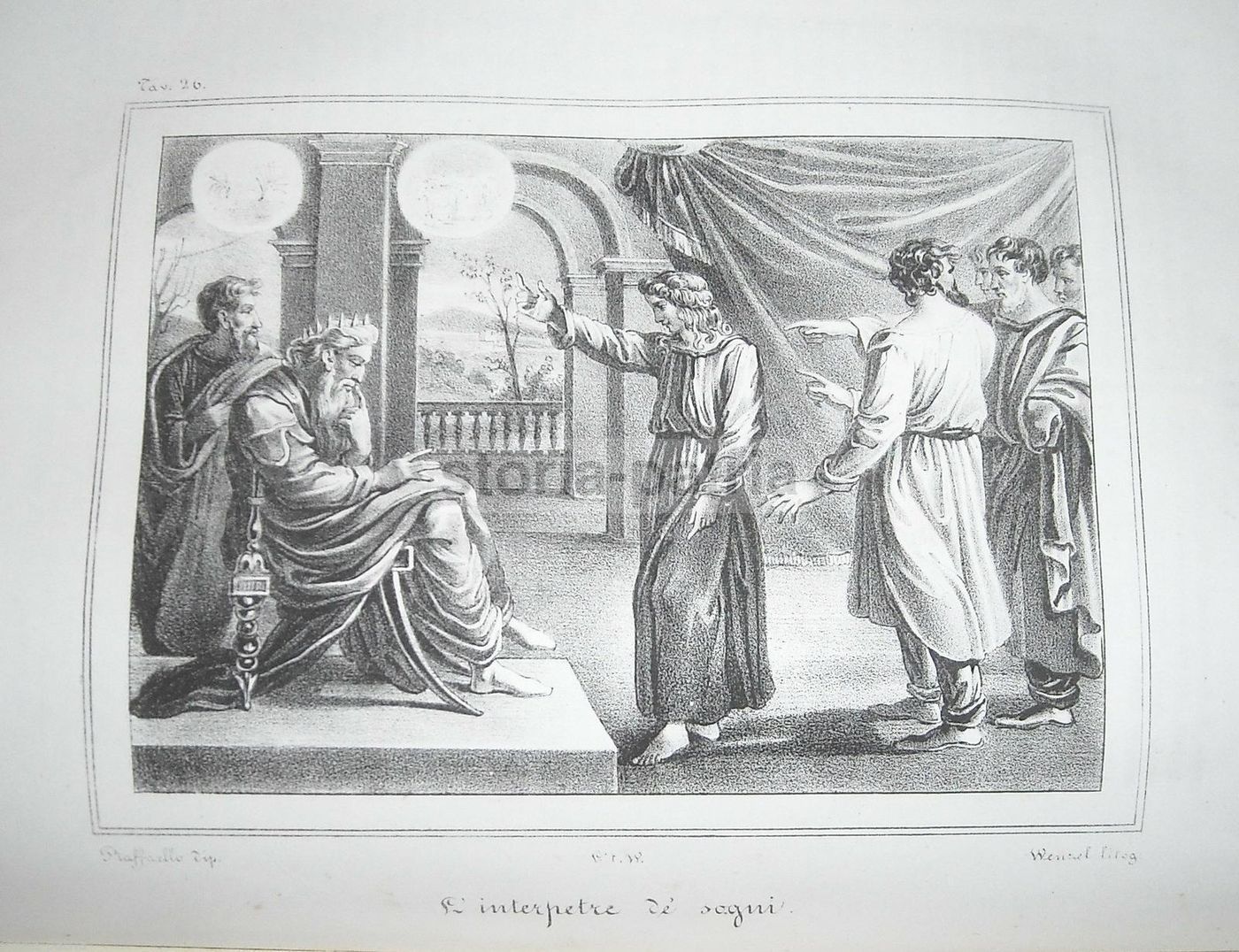 Litografia Antica L'Interprete De' Sogni, Wenzel, Napoli, 1840 Circa