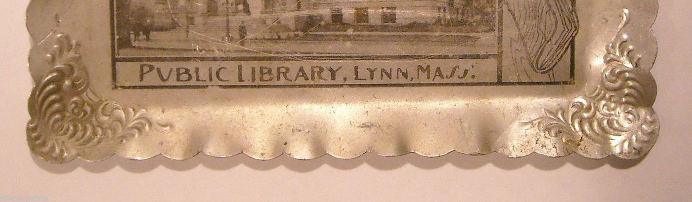 Antica Pubblicitaria Public Library Lynn Massachusetts In Metallo, Circa 1920