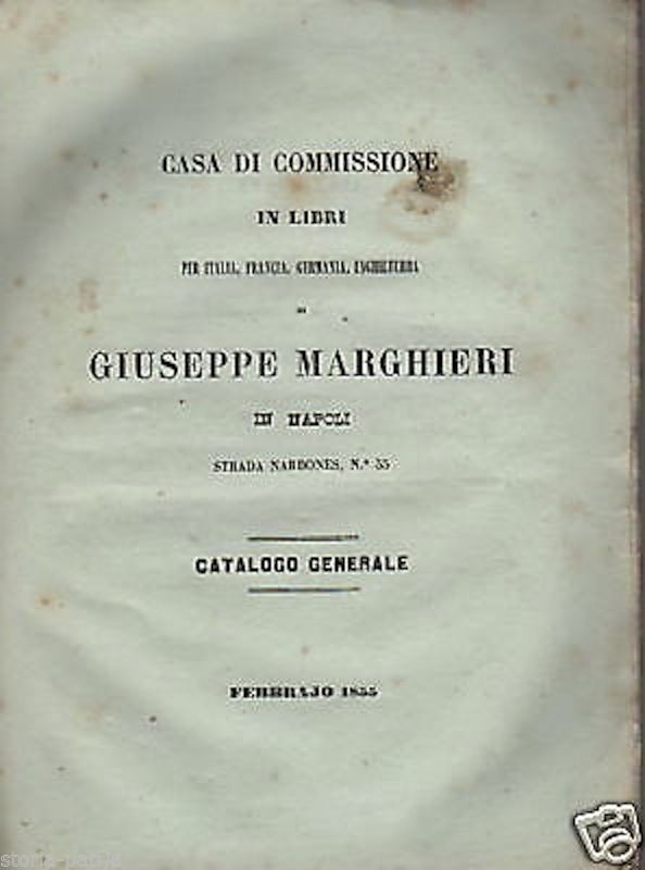 Catalogo Librario Giuseppe Marghieri Napoli 1855 Bibliofilia