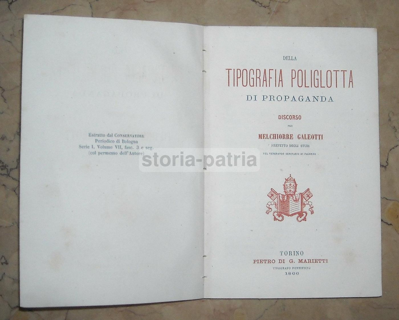 Galeotti Della Tipografia Poliglotta Di Propaganda 1866 Bodoni Rara Edizione