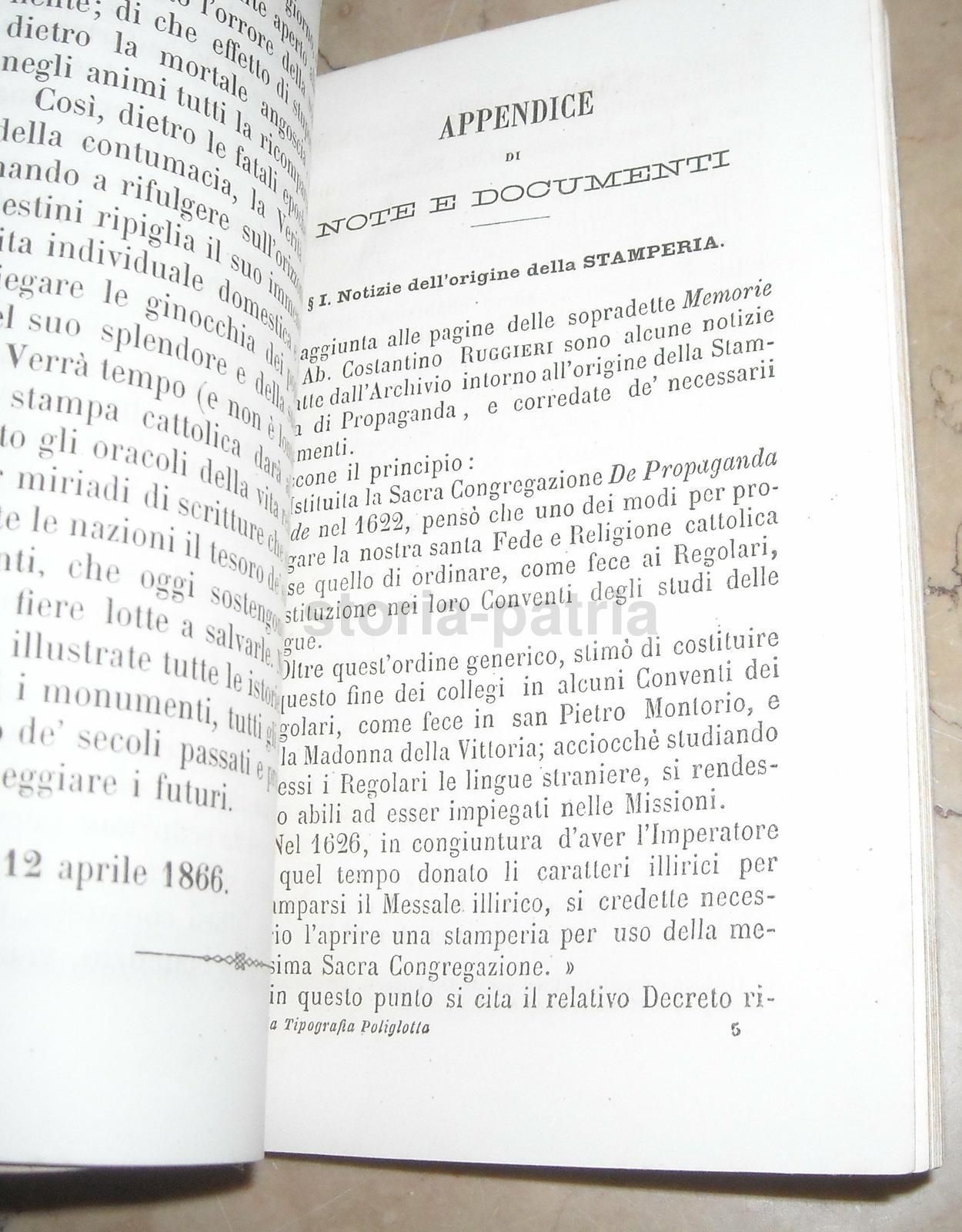 Galeotti Della Tipografia Poliglotta Di Propaganda 1866 Bodoni Rara Edizione