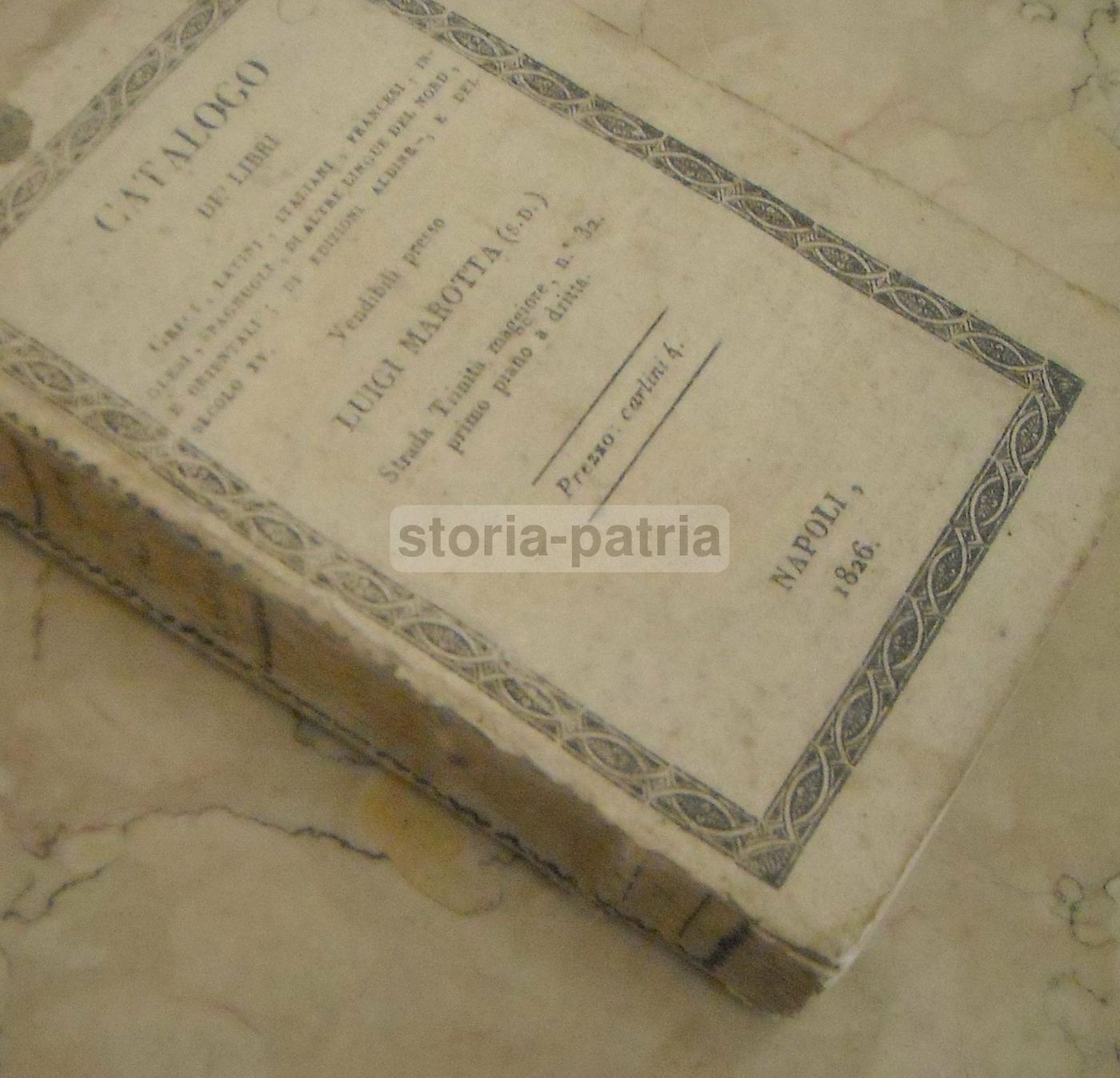 Catalogo Librario Luigi Marotta, 1826, Napoli. Edizioni Aldine E Incunaboli