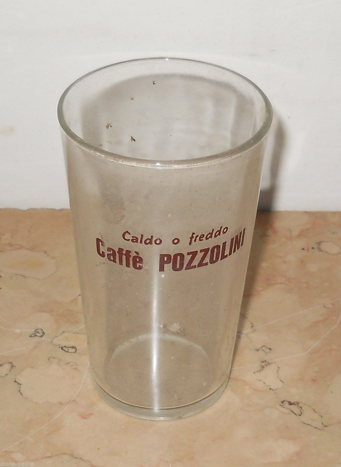 Bicchiere Pubblicitario Caffè Pozzolini In Vetro, Anni 70