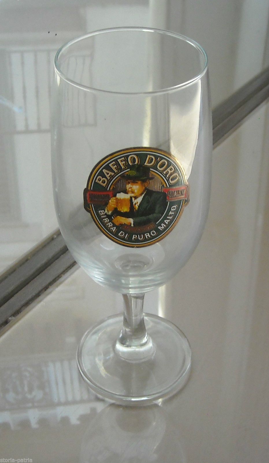 Bicchiere Birra Moretti Baffo d'Oro, Calice In Vetro, Anni '80
