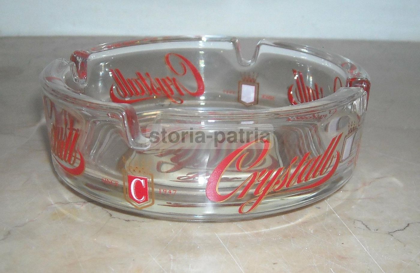 Posacenere Pubblicitario Birra Crystall In Vetro, Anni '70