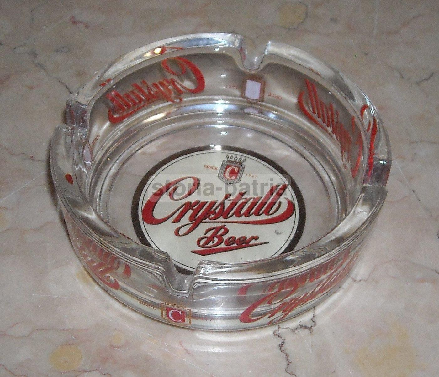 Posacenere Pubblicitario Birra Crystall In Vetro, Anni '70