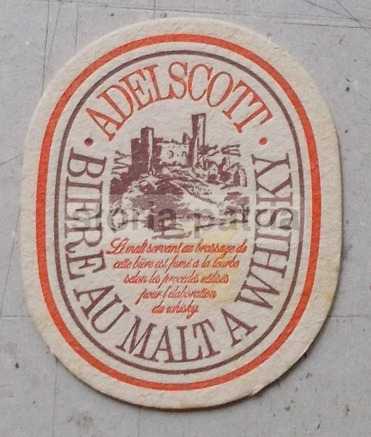 Adelscott Beer, Vintage Advertising Coaster with Castle