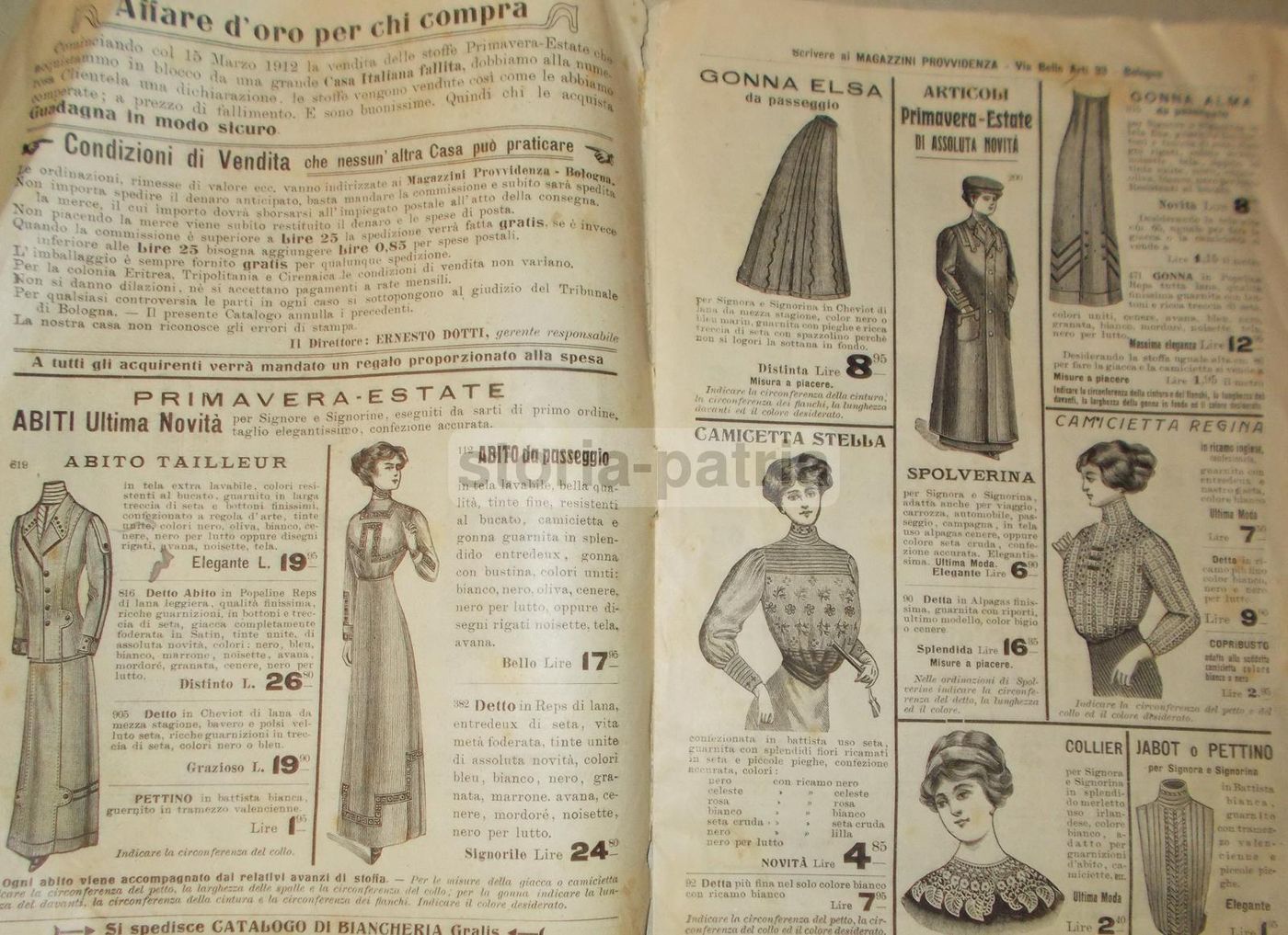 Catalogo Grandi Magazzini Provvidenza Bologna 1912, Abbigliamento E Articoli Vari