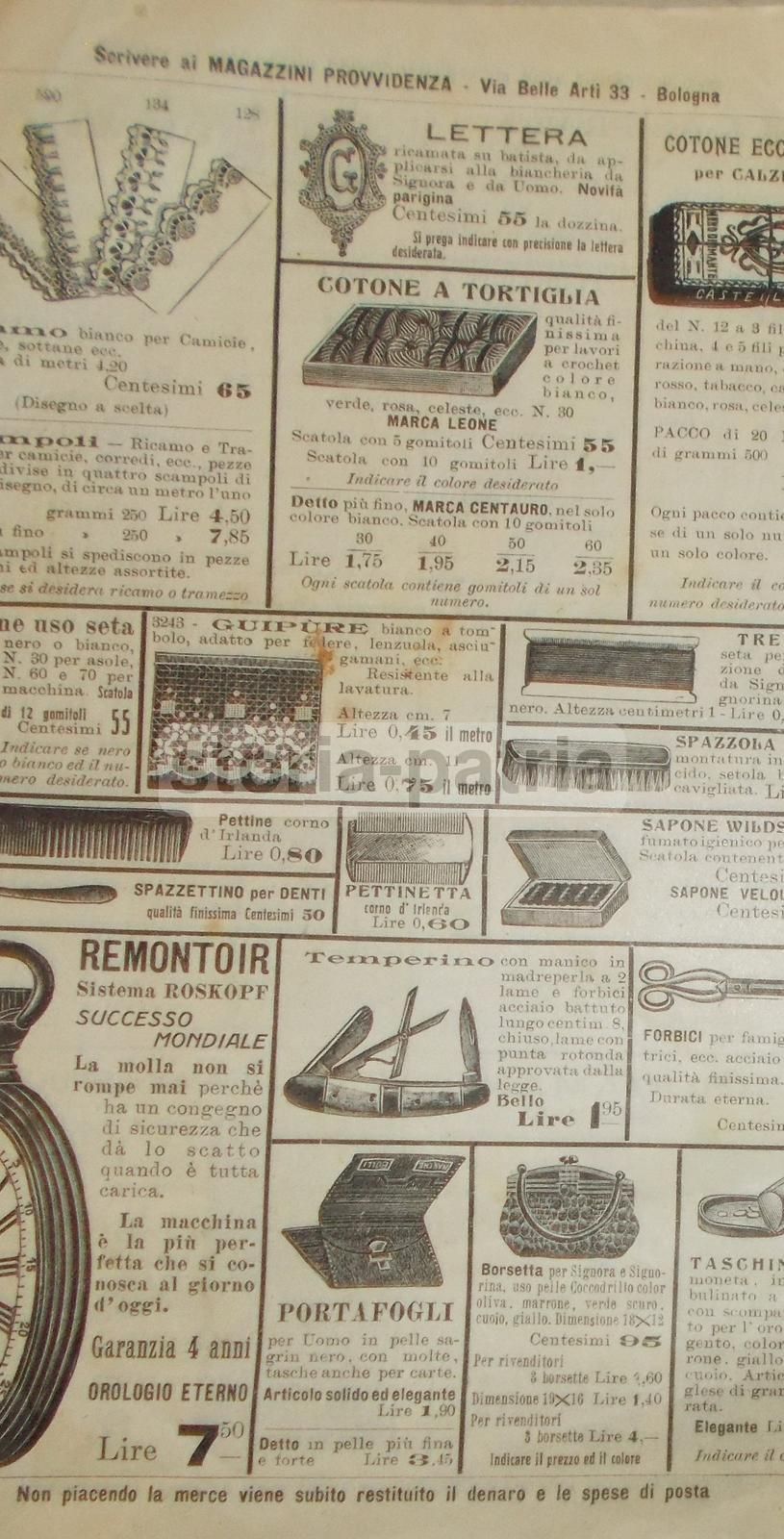 Catalogo Grandi Magazzini Provvidenza Bologna 1912, Abbigliamento E Articoli Vari