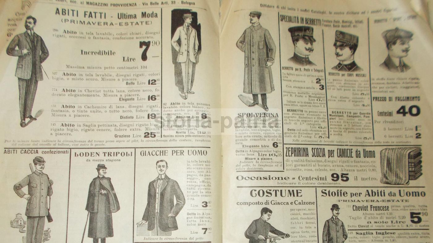 Catalogo Grandi Magazzini Provvidenza Bologna 1912, Abbigliamento E Articoli Vari