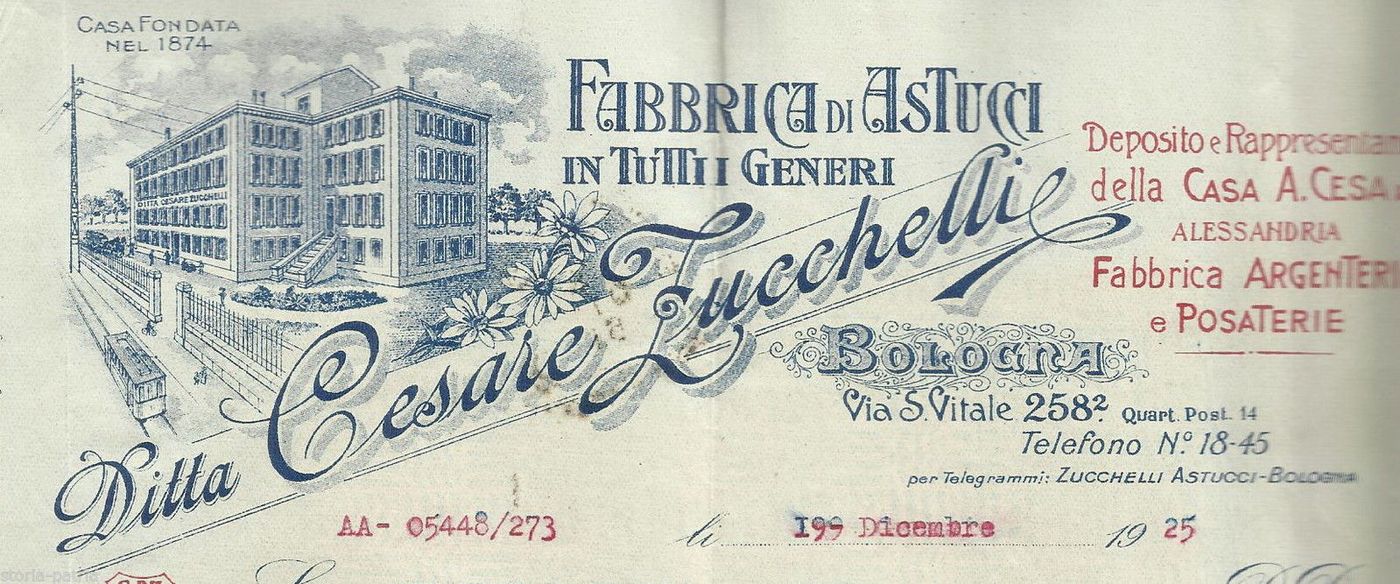 Carta Lettera Ditta Zucchelli Bologna 1925 Astucci Oreficeria