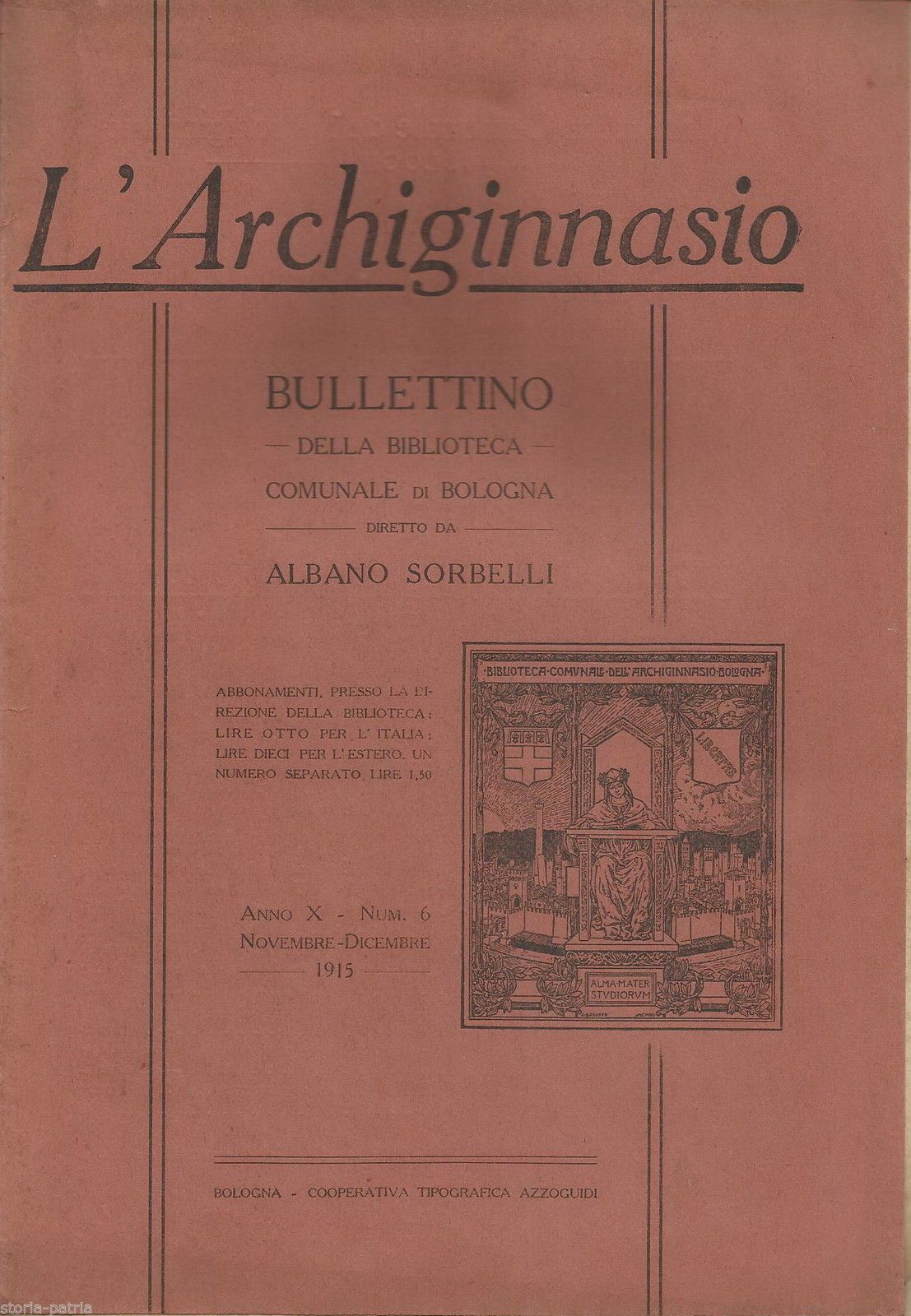 L'Archiginnasio 1915: Bullettino Della Biblioteca Comunale Di Bologna