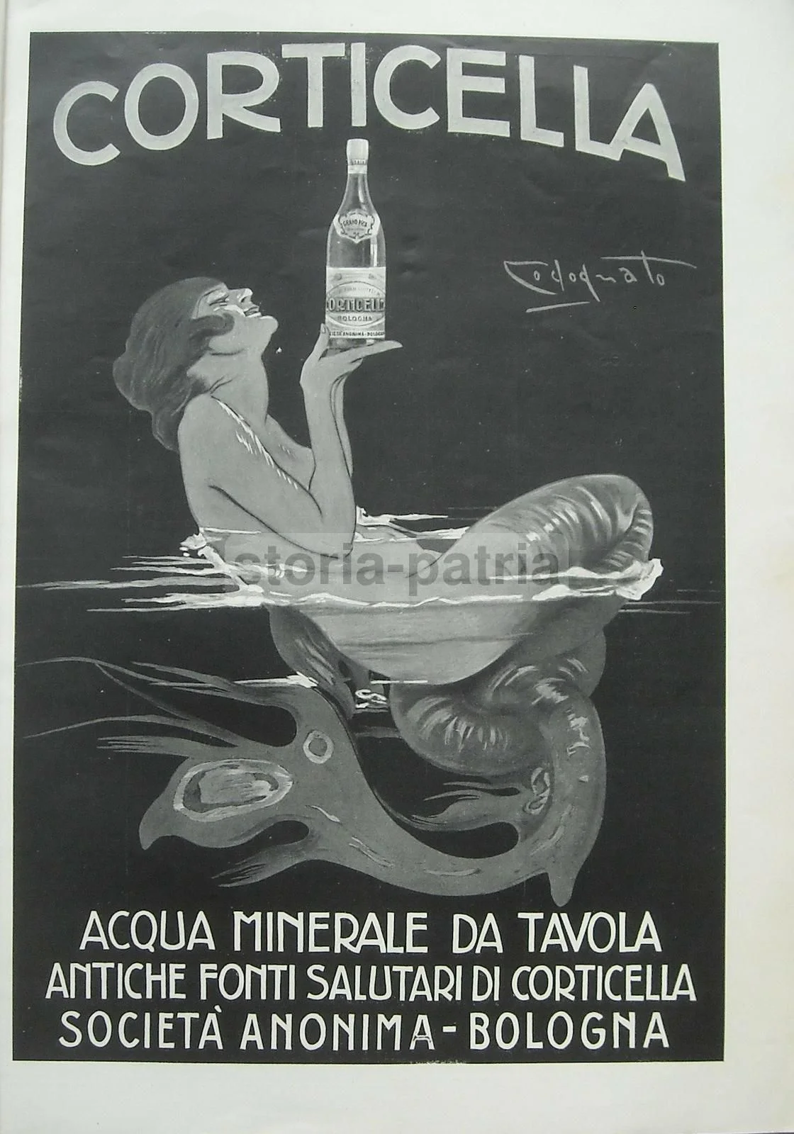 Corticella Bologna Mineral Water Advertisement, Plinio Codognato 1922