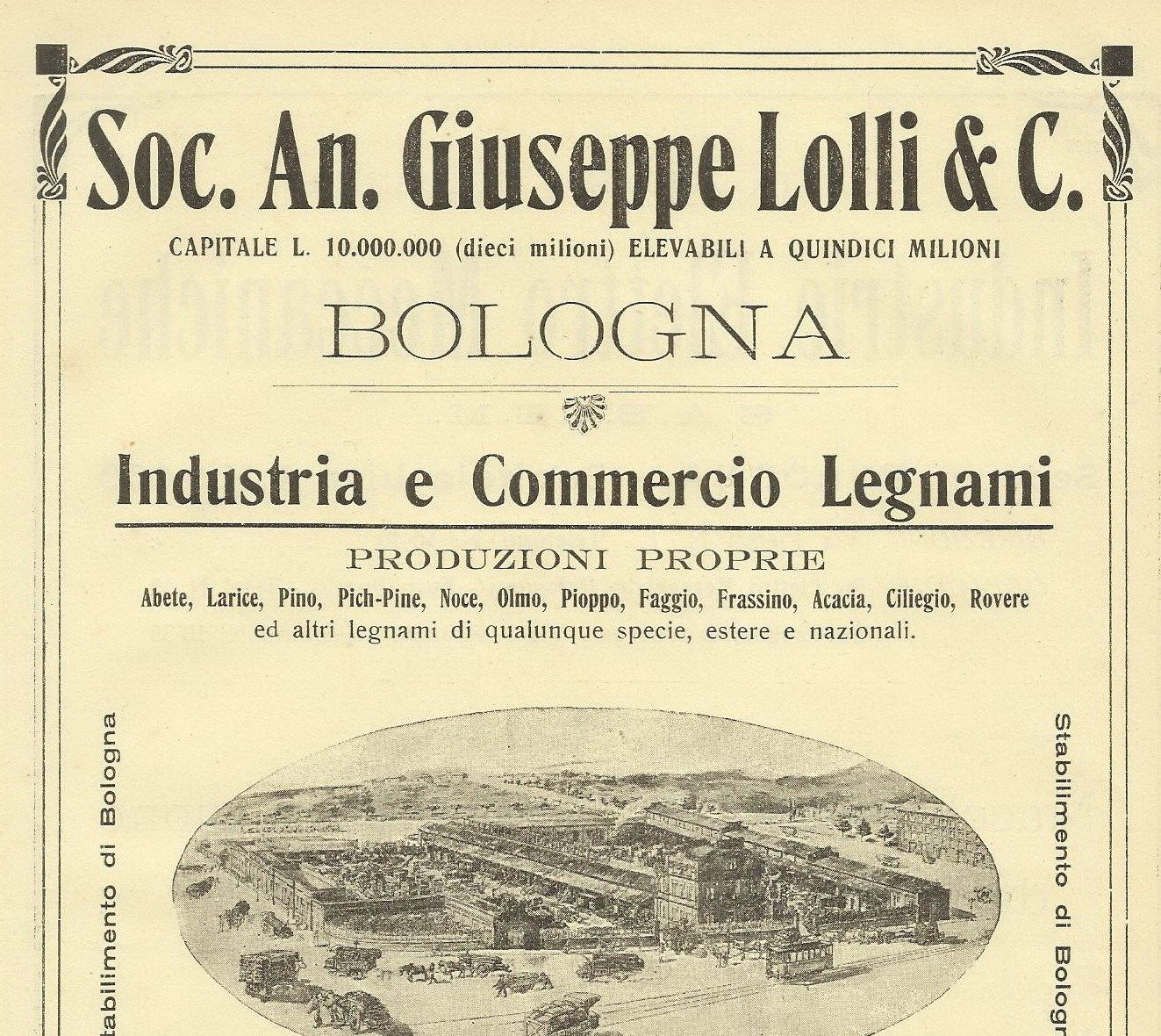 Volantino Pubblicitario Falegnameria Giuseppe Lolli, Bologna, 1922
