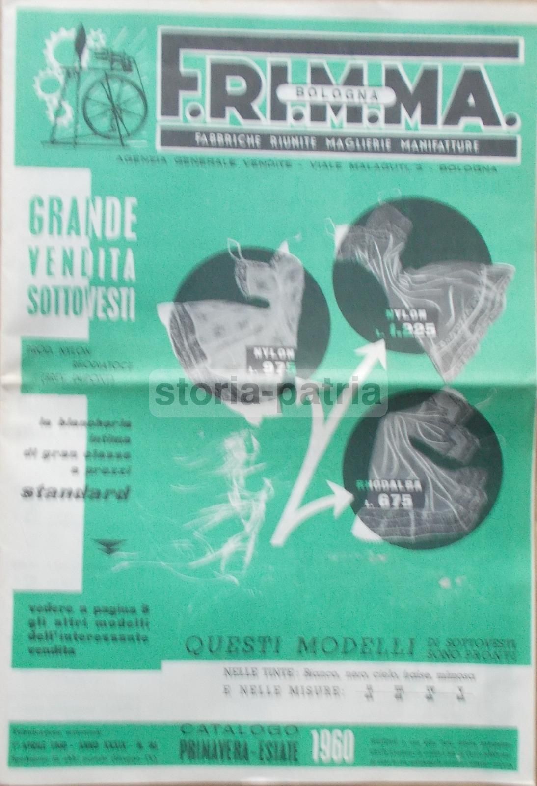 Catalogo F.Ri.M.Ma. Bologna Primavera Estate 1960 Bloch Bassetti