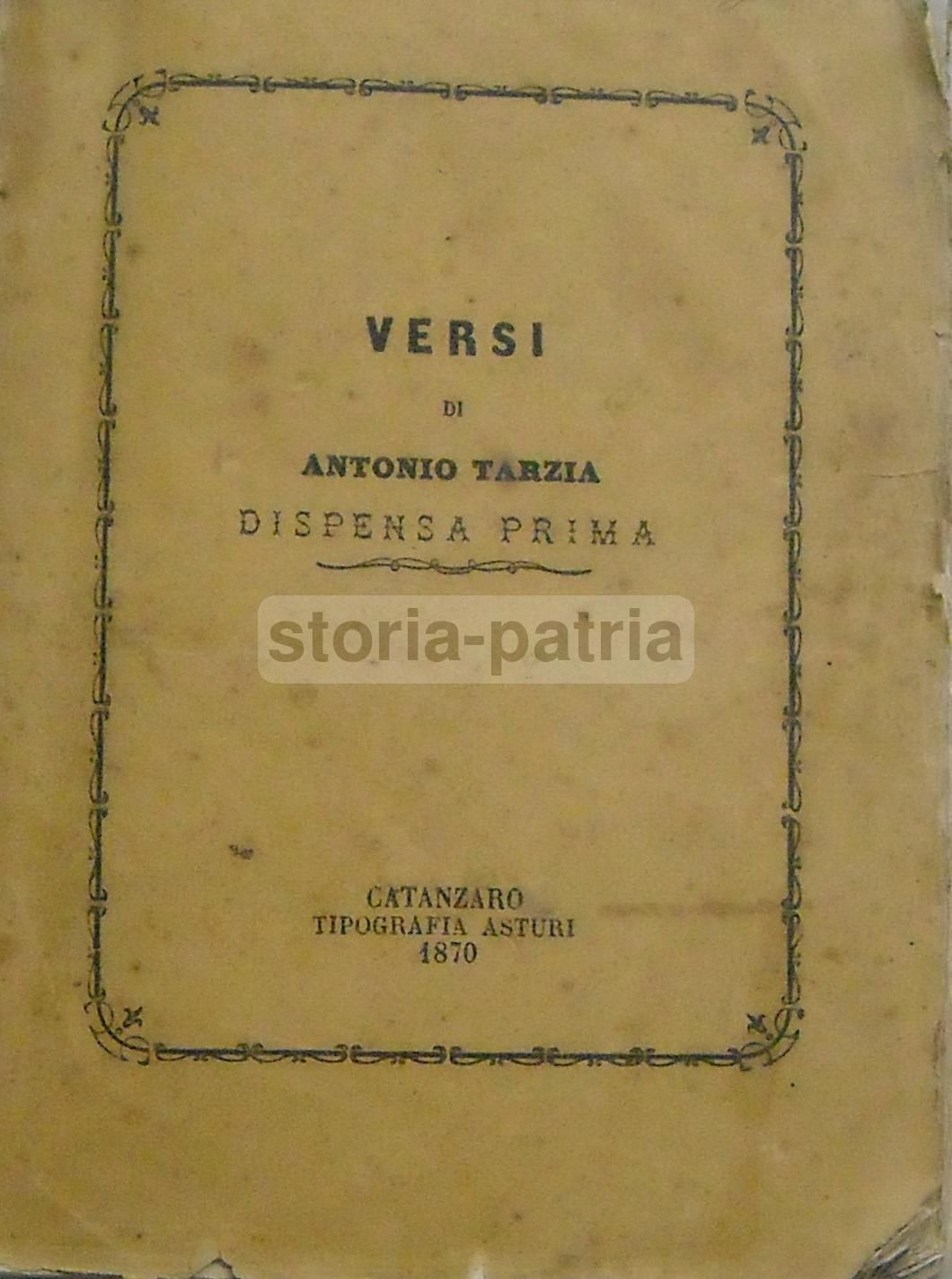 Antonio Tarzia: Versi (1870)   Il Romito Di Pesaca O La Calabria Nel 1799