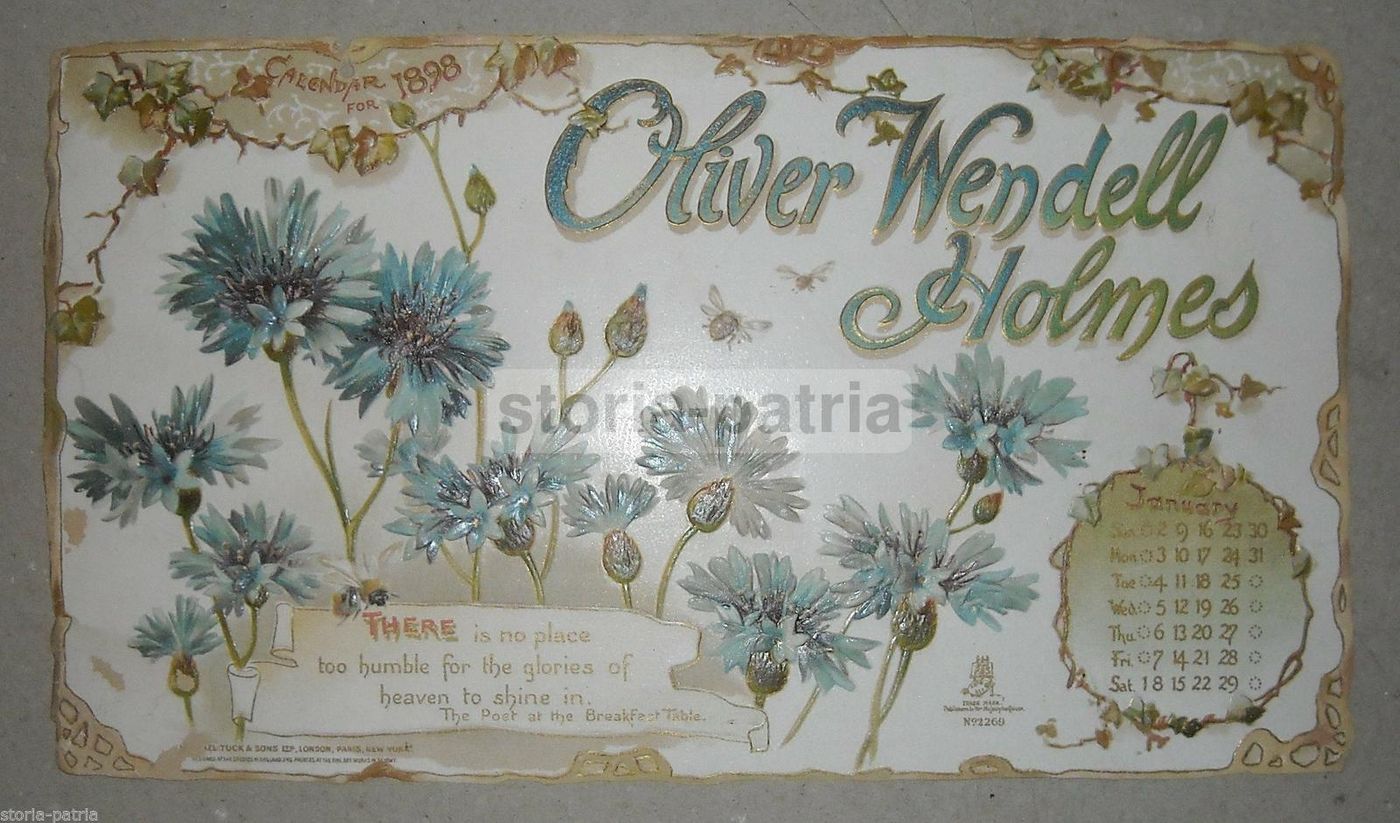 Calendario 1898 Cromolitografia Fiori Tuck & Sons Gennaio Vittoriano