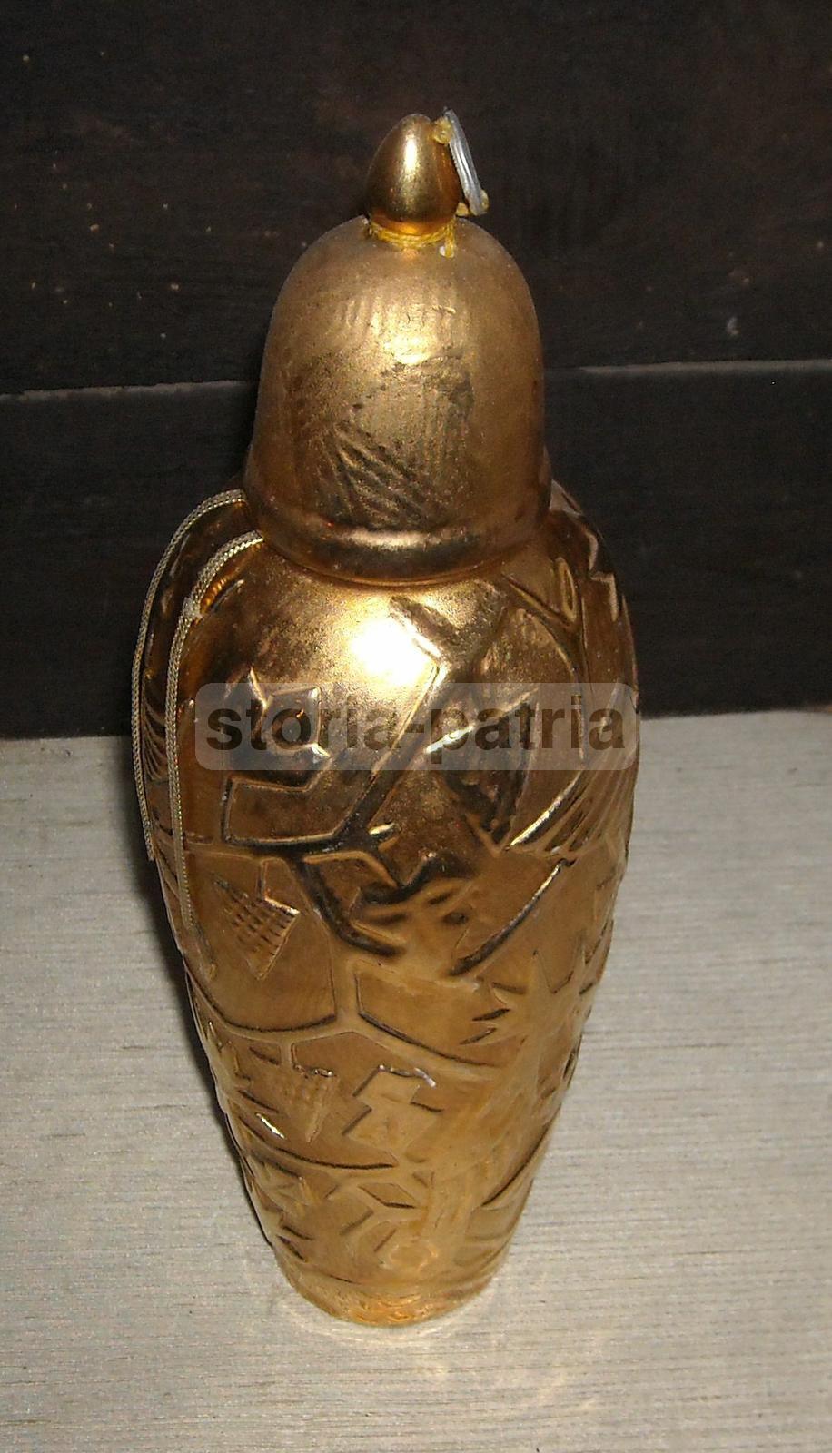 Bottiglia Da Liquore In Ceramica Decorata Con Rilievi Dorati, Anni '50