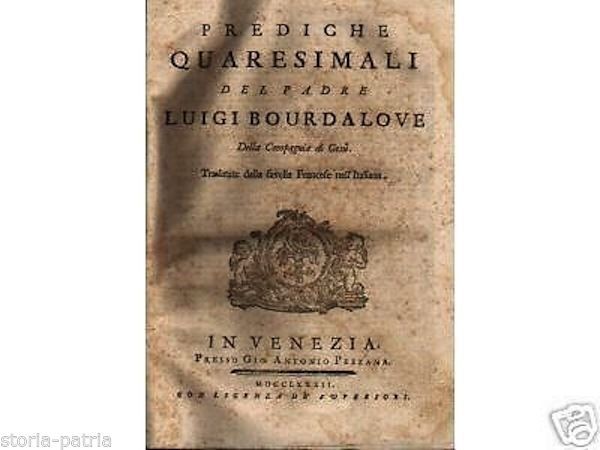 Bourdaloue, Prediche Quaresimali, Venezia, 1782, Ritratto Petrini