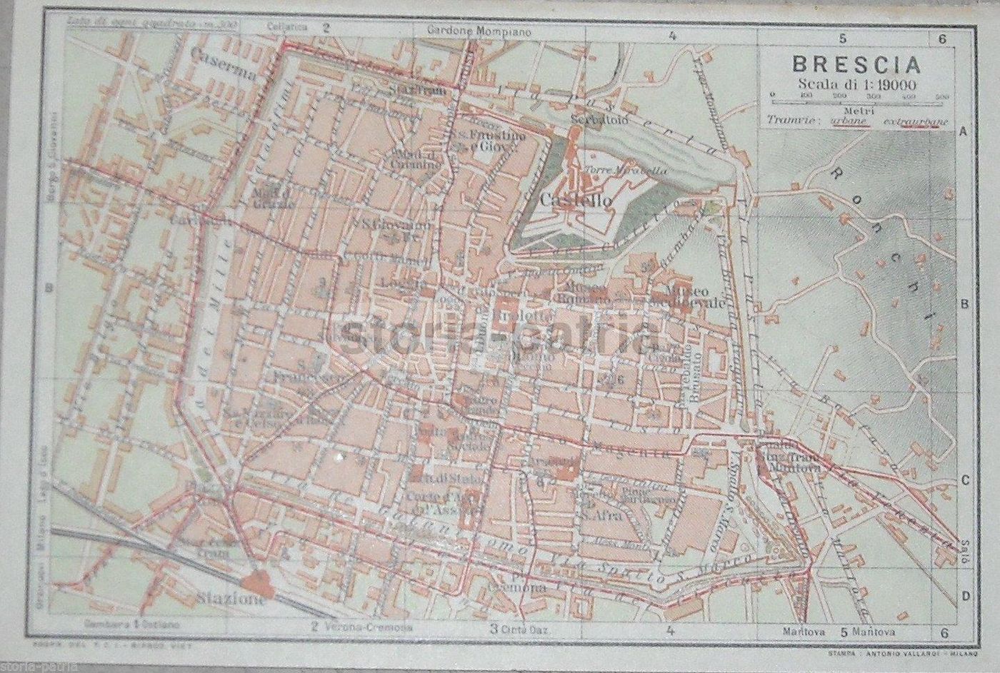 Mappa Topografica Di Brescia 1926 TCI Vallardi