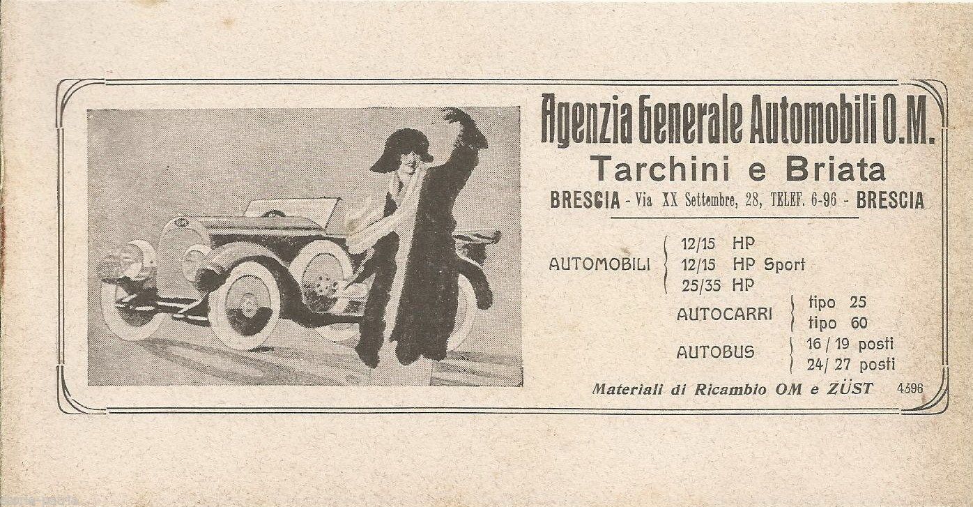 Stampa Pubblicitaria OM Automobili Brescia Tarchini E Briata 1922
