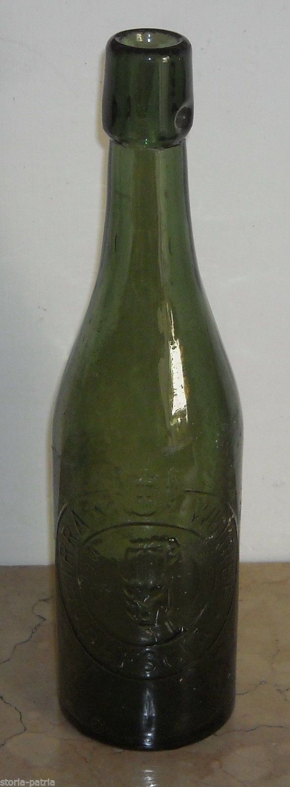Bottiglia Birra Wuhrer Brescia Epoca Stemma Savoia Vetro Scuro