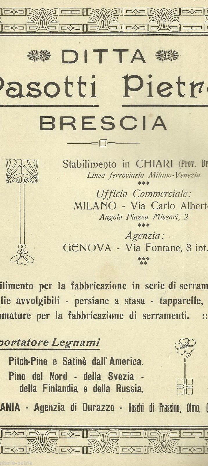 Volantino Pubblicitario Pasotti Serramenti Brescia Chiari 1922
