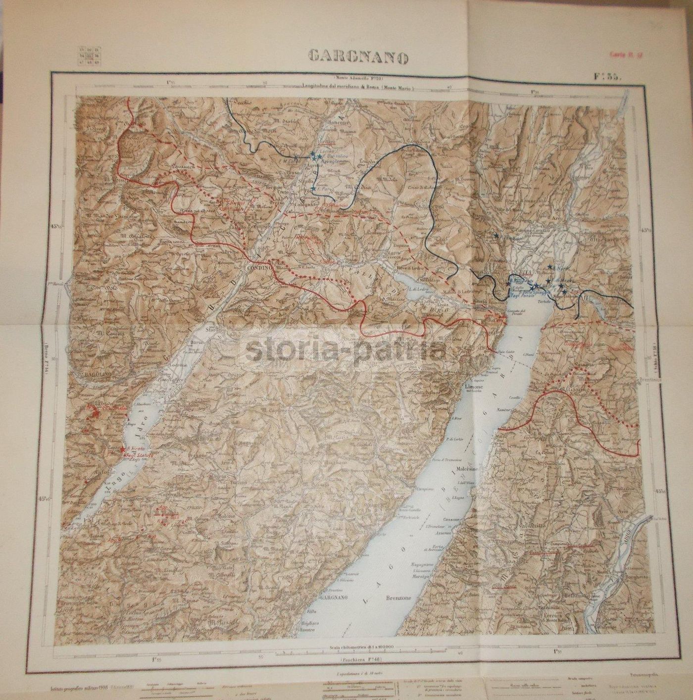 Mappa Topografica Di Gargnano, Lago Di Garda E Brescia (1908 1921)