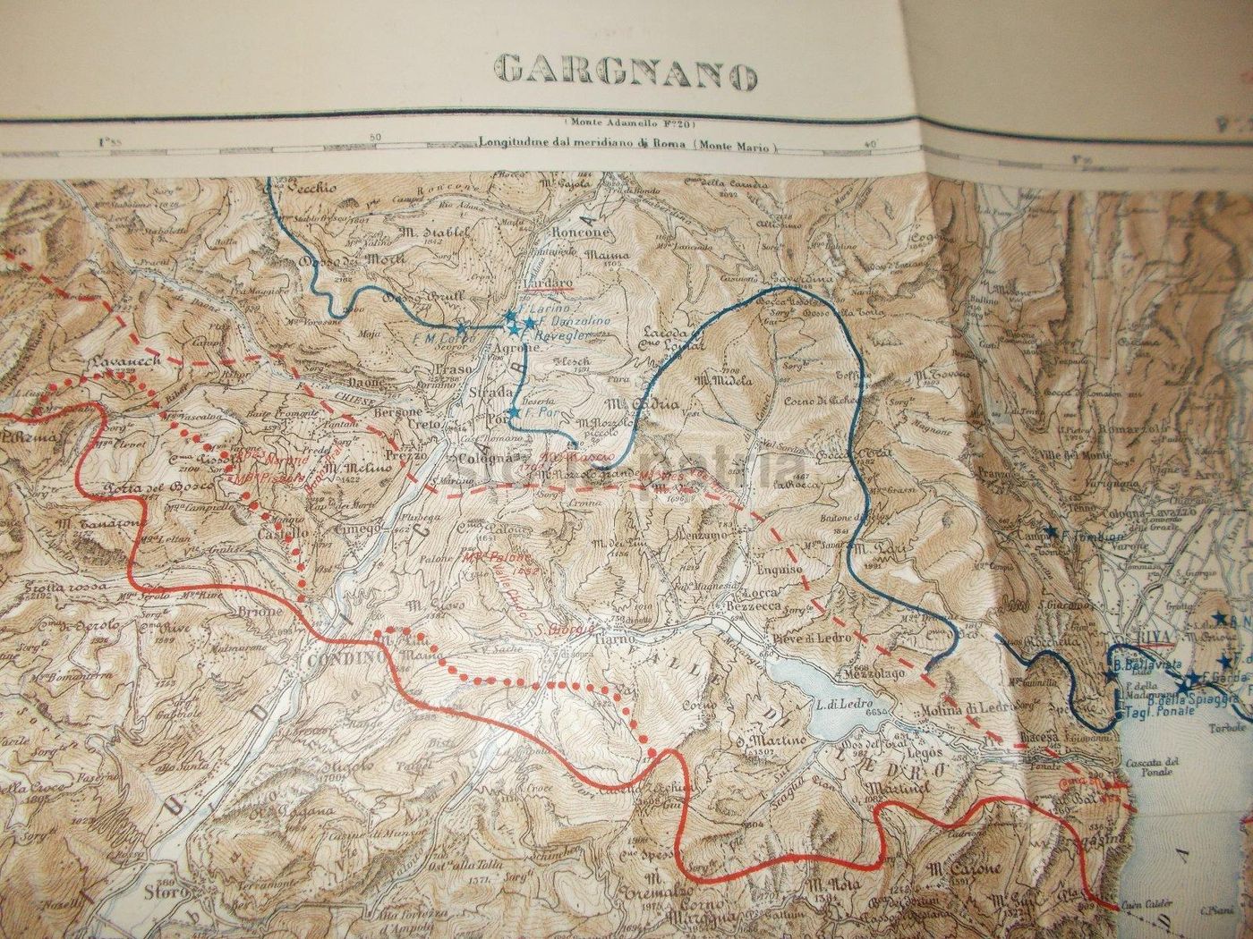 Mappa Topografica Di Gargnano, Lago Di Garda E Brescia (1908 1921)