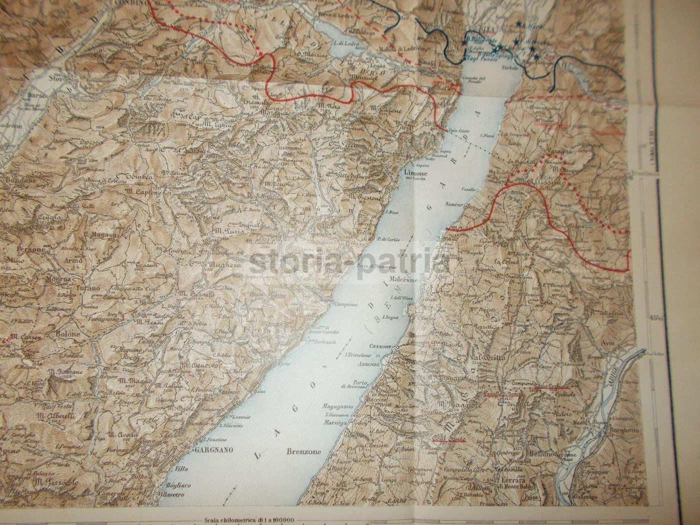 Mappa Topografica Di Gargnano, Lago Di Garda E Brescia (1908 1921)