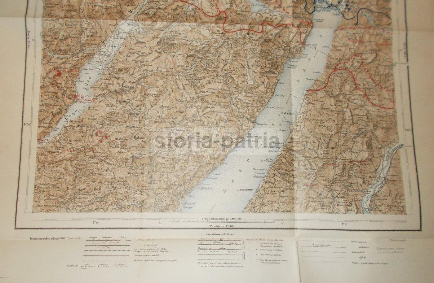 Mappa Topografica Di Gargnano, Lago Di Garda E Brescia (1908 1921)