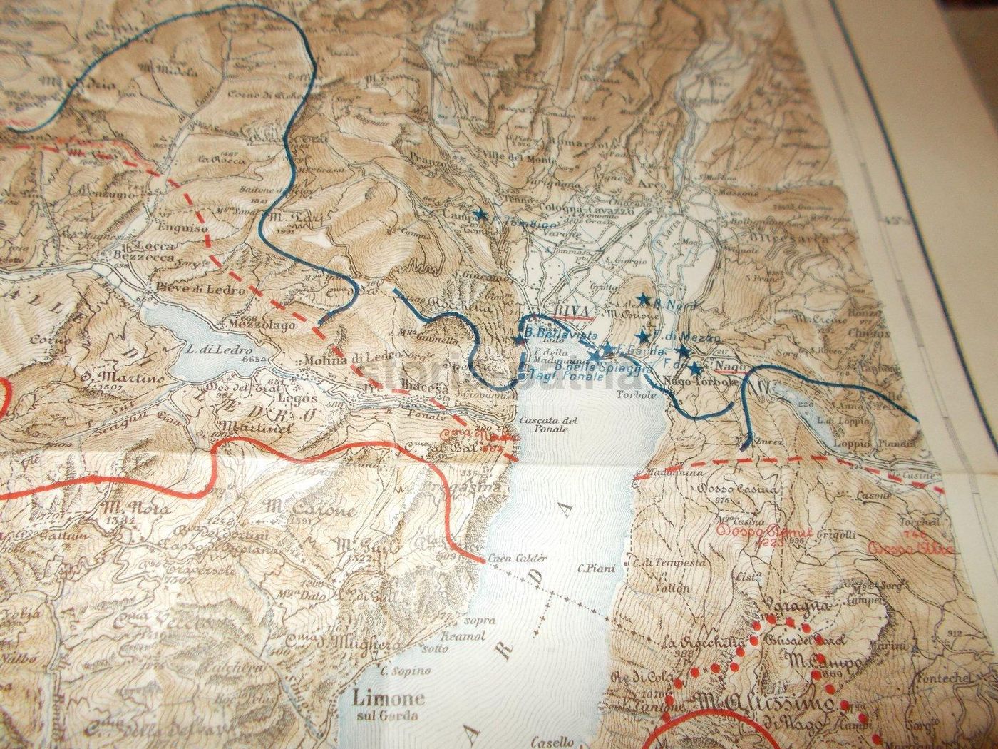 Mappa Topografica Di Gargnano, Lago Di Garda E Brescia (1908 1921)