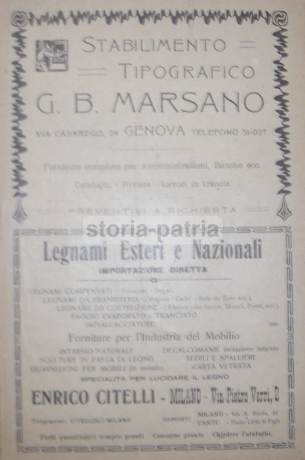 Volantino Pubblicitario Pietro Seneci & Figli Brescia Anni '20