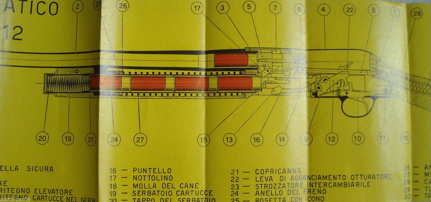 Breda Fucile Automatico Cal. 12 Schema Tecnico Catalogo Anni '60