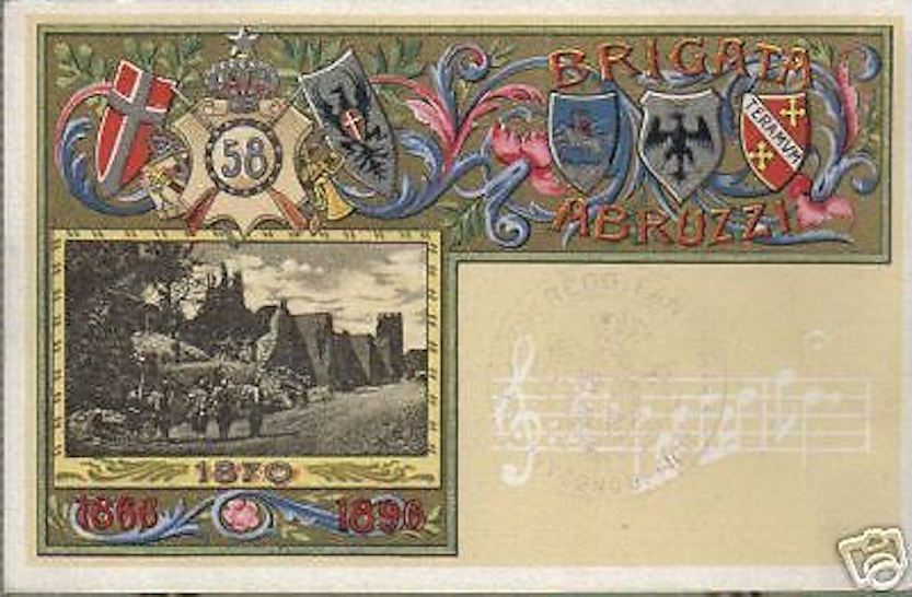 Cartolina Brigata Abruzzi, Teramo, Risorgimento E Araldica, XIX Secolo