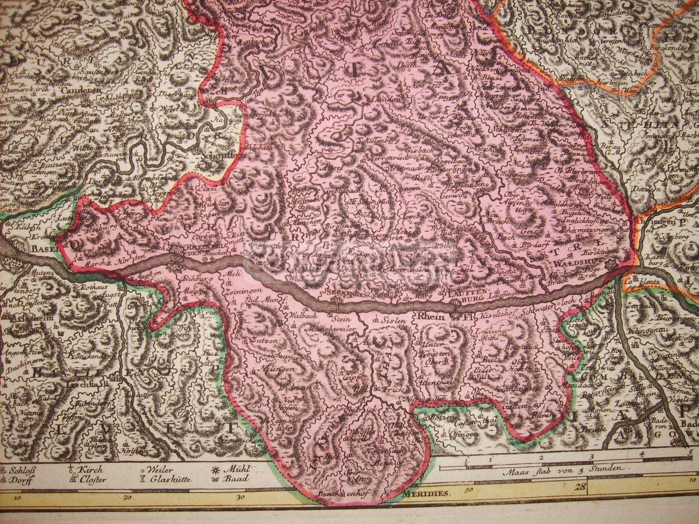 Mappa Antica Brisgoviae Seutter 1700 Germania Austria Svizzera