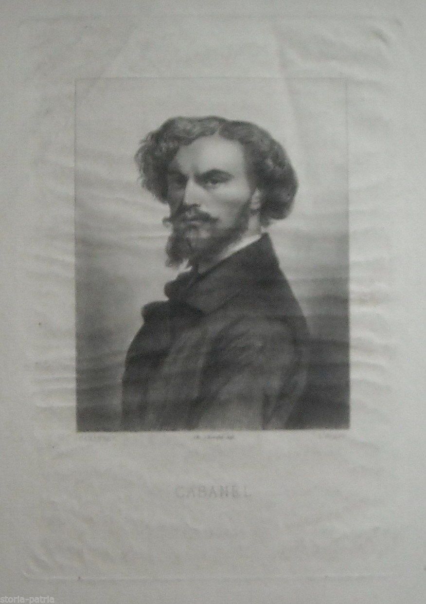 Incisione Ritratto Alexandre Cabanel Di L. Wolff, XIX Secolo