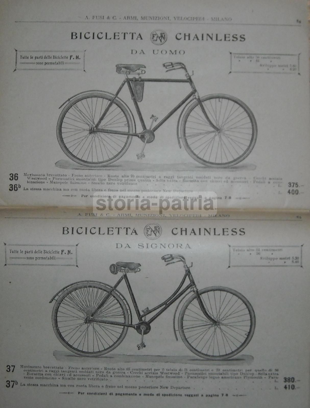 Catalogo Fusi 1908 Armi Munizioni Velocipedi Milano Caccia Biciclette