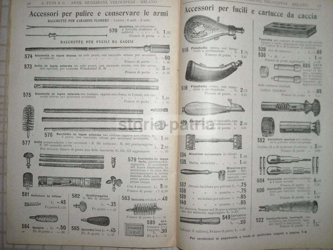 Catalogo Fusi 1908 Armi Munizioni Velocipedi Milano Caccia Biciclette