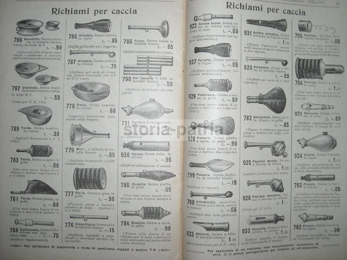 Catalogo Fusi 1908 Armi Munizioni Velocipedi Milano Caccia Biciclette