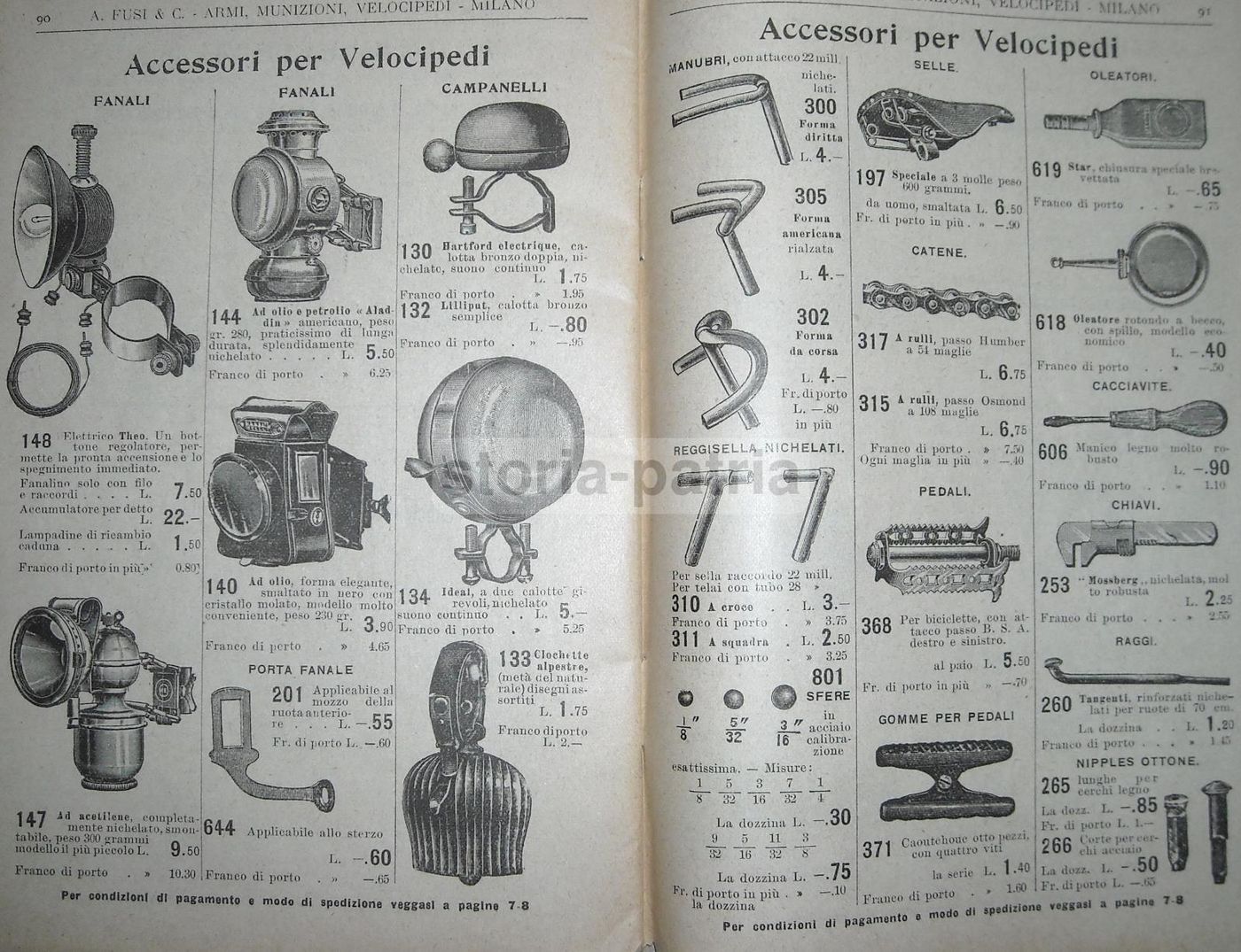 Catalogo Fusi 1908 Armi Munizioni Velocipedi Milano Caccia Biciclette