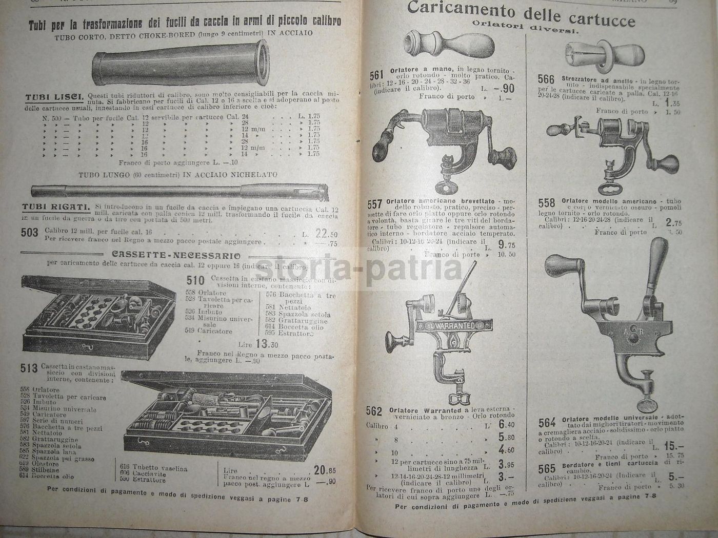 Catalogo Fusi 1908 Armi Munizioni Velocipedi Milano Caccia Biciclette