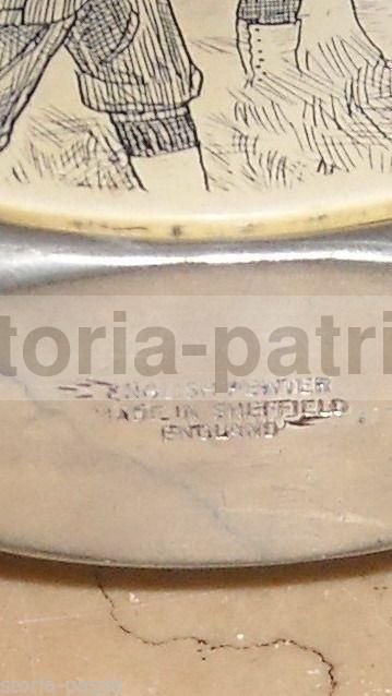 Soprammobile Caccia Sheffield Epoca Peltro Placca Incisa Cacciatori