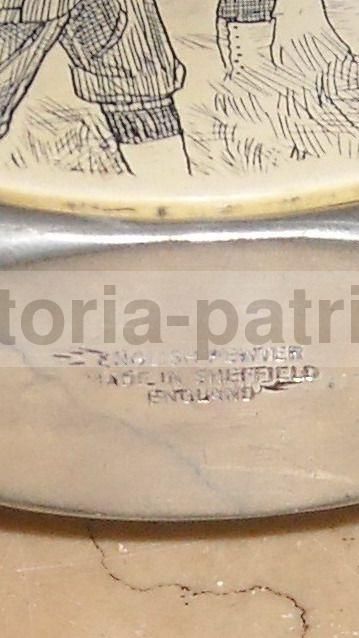 Soprammobile Caccia Sheffield Epoca Peltro Placca Incisa Cacciatori